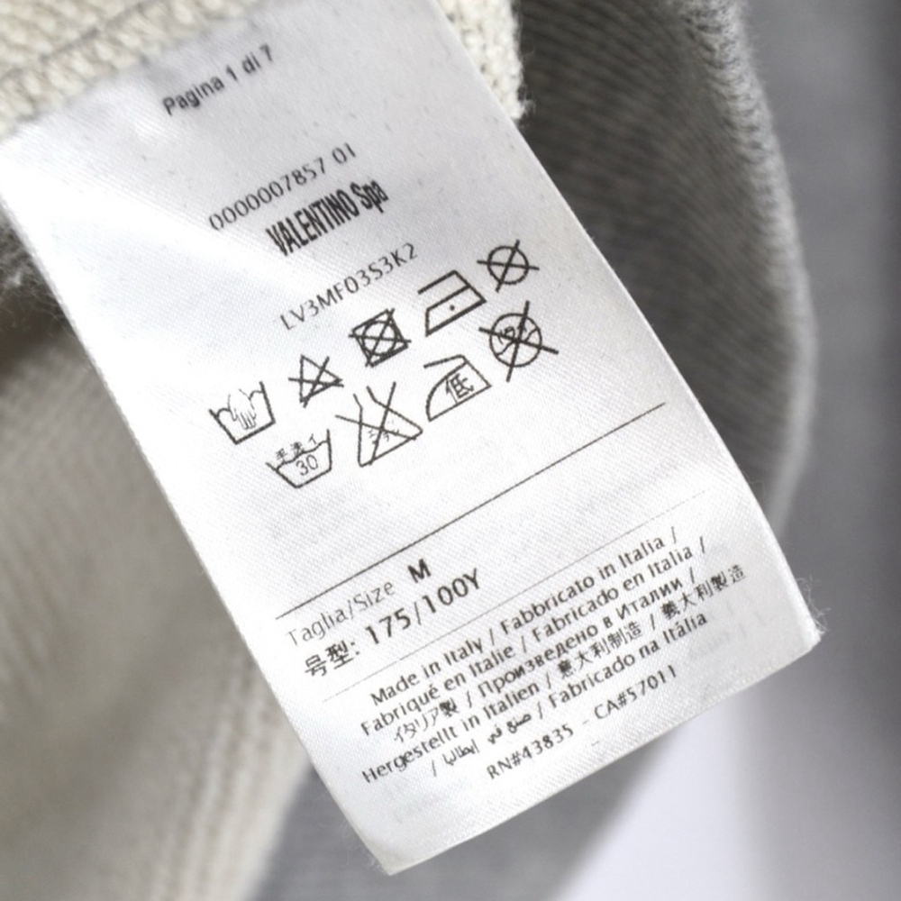 Valentino Made in Italy Gray Crewneck Sweatshirt with Contrast Tan Zip Pocket –M - Picture 12 of 13